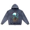 DTG Print Knitted Denim Zip-Up Hoodie Sin Título 4 Brother Print Zipper Hoodies  