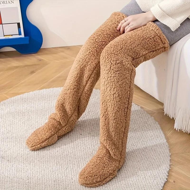 Xiaomi 1-4Pairs Women Over Knee Fluffy Socks Soft Plush Warm Thermal Leg Warmers Long Boots Socks for Home Indoor Floor Casual Winter