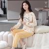 Aifen Teng Women's Pajamas Set: Pure Cotton, Long Sleeve, Long Pants, Casual Home Wear, Suitable for Spring, Autumn, and Winter.