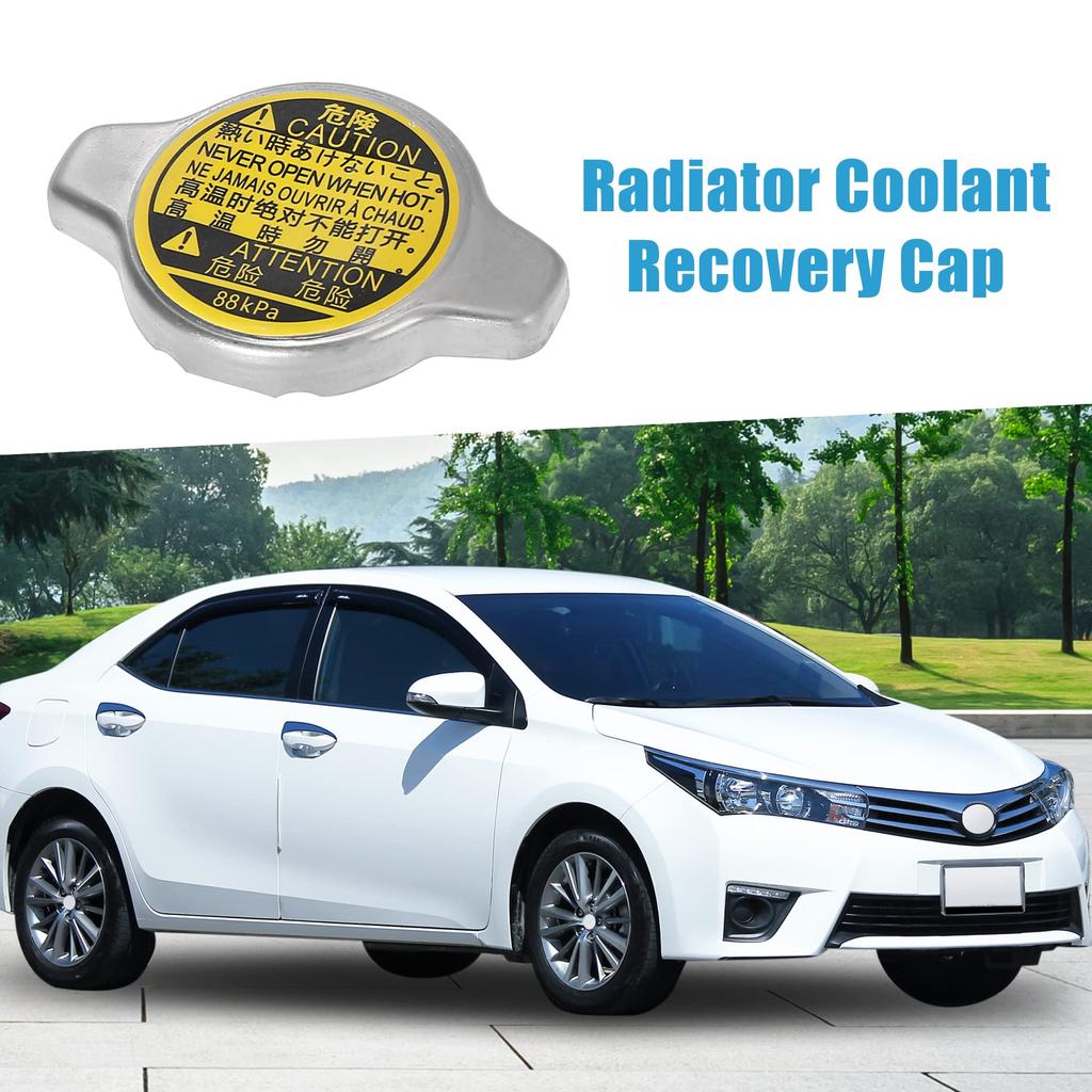 A ABSOPRO Radiator Cap 88kPa Engine Reservoir Cap Fits 16401-20353 Toyota Corolla Fits 1980-2015 Easy Installation Metal Silver Tone