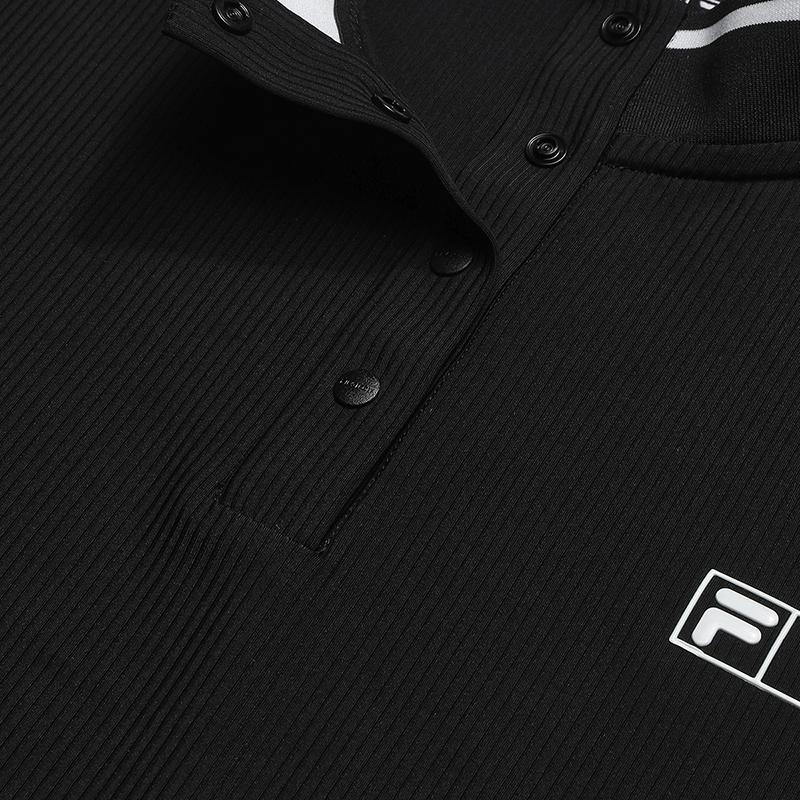 Fila Golf Series Fashionable Minimalist Comfortable Short Sleeve Polo Shirt Women Tops Deep-Black A11W625114FBK