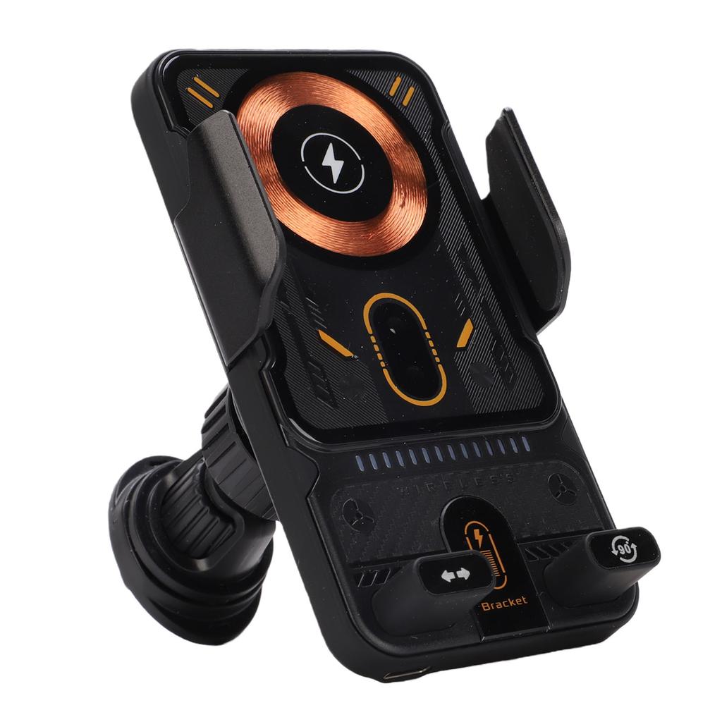 Car Phone Holder Wireless 15W Fast Auto Sensing 90 Degrees Rotation Vent Clip Phone Mount Black