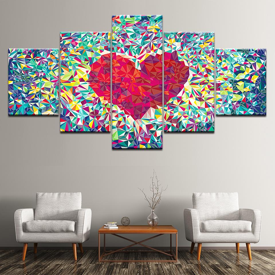 Canvas Painting love Abstract Pattern 5 Pieces Wall Art Painting Modular Wallpapers Poster Print for living room Home Decor