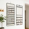 Hanging Jewelry Organizer Storage Roll With Hanger Wall Necklace Rack Display Hanging Wall/Door Metal Hook Double Sided Jewelry Rack