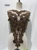 Rhinestone Tassel Dark Purple Beaded Lace Fabric with Motif Rhinestones Flower Shape Embroidery Trim for Wedding Dress