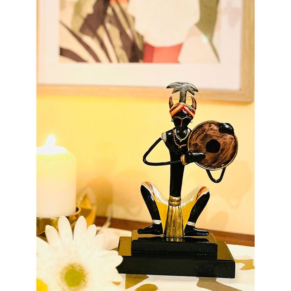 Bastar Antique Art for Home Decor | Tribal Musician for Living Room | Handmade Showpiece for Gifting | Dhapli