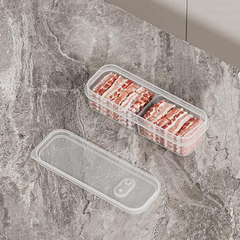 Thick Transparent Food Preservation Box with Compartments for Freezer and Fridge Storage