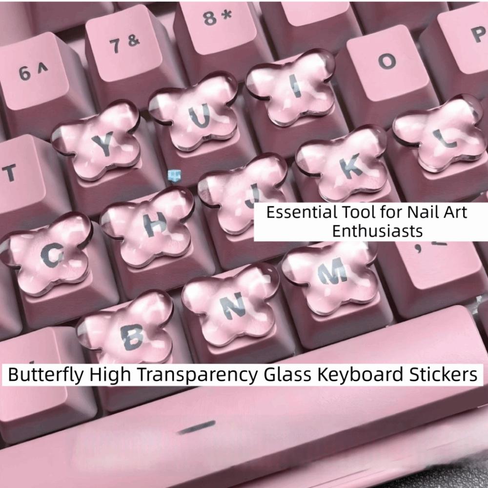 3D Clear Raised Keyboard Stickers Silicone Raised Pad Long Nails Keyboard Stickers Comfortable Protection Thick