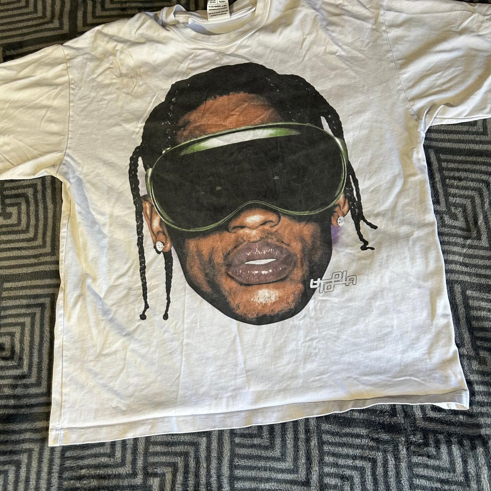 Travis Scott Utopia Big Face Portrait Double Sided Graphic White Large Unisex T-Shirt L