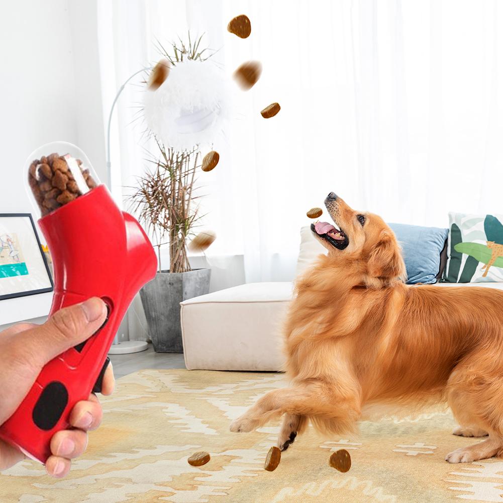 Portable Interactive Treat Dispenser Launcher Gun Pet Treat Launcher Dog Interactive Training Toy for Dog Cat Exercise Training