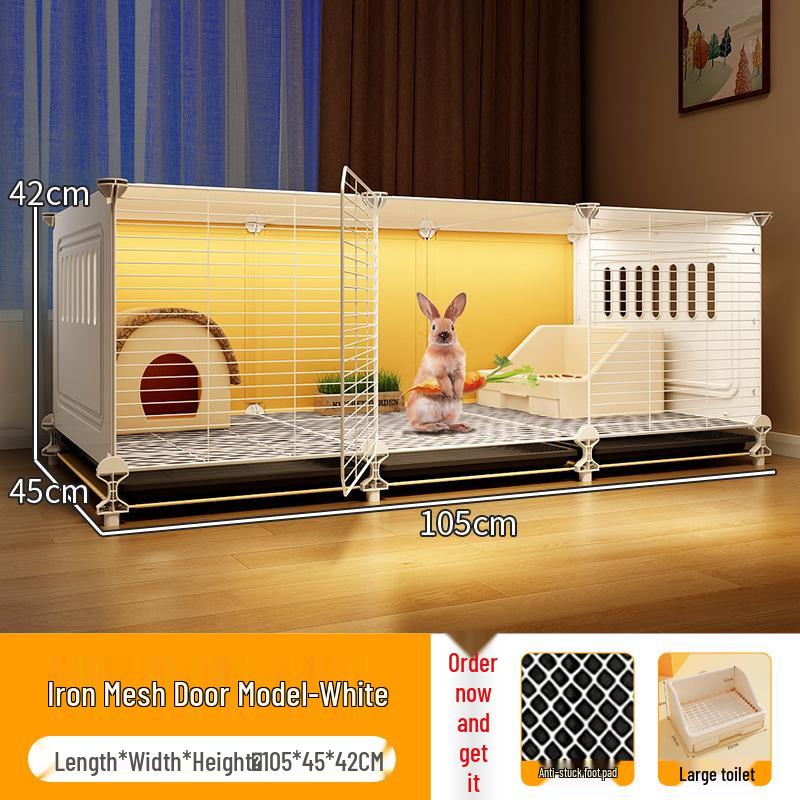 Großer Kaninchenkäfig mit integrierter Toilette für Zuhause - Geeignet für Meerschweinchen und Zierhaustiere