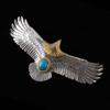S925 Sterling Silver Jewelry Thai Silver Handmade Turquoise Gold Head Eagle Fashion Pendant for Men
