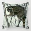 Copricuscino Procione Carino 45x45cm Stampa Uccello Selvatico Federa per Casa Divano Letto Sedia Cuscini Decorativi