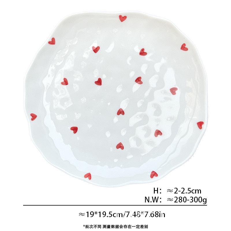 Korean Ins Style Handmade Ceramic Plate Irregular Floral Cake Dessert Dish