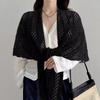 Solid Color Knitted Triangle Scarf Hollow Out Cardigan Cape Summer Vacation Shawl
