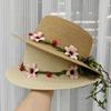 French Vacation Sunscreen Beach Hat Brim Flower Straw Hat Sweet Bucket Hat Women Summer Straw Visor Seaside