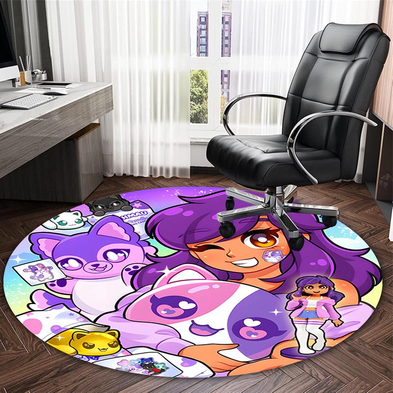 1pc Anime A-AphmauS Print Round Carpet Chair Round Carpet Suitable for Bedroom Living Room Home Decorative Carpet