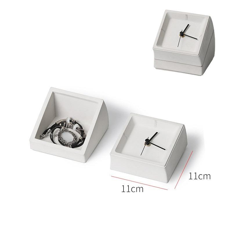 

Exposed Concrete Table Clock Minimalist Creative Desk Clock Silent Desktop Clocks Mini Storage Watch Luxury Home Decoration