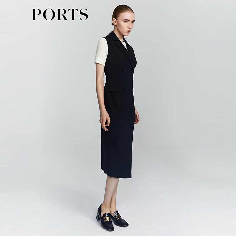Ports Women's Elegant Double-Breasted Sleeveless Midi Dress