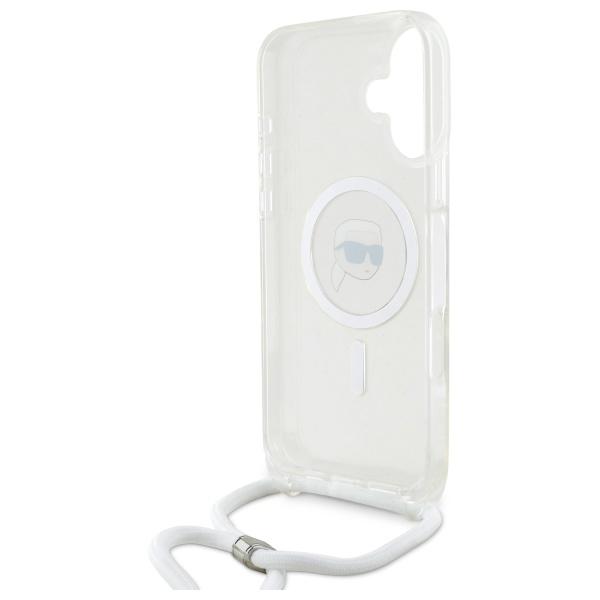 Karl Lagerfeld Klhmp16Shckhnt Iphone 16  6.1 Hardcase Transparent Crossbody Iml Karl Head Magsafe