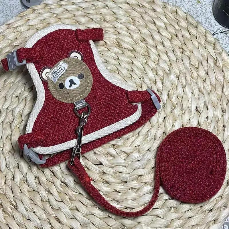 Lovely Small Pet Vest Chest Strap Dog Leash Traction Rope Walking Dog Cat Bunny Vest Harness Poodle Collar Leash Dog Accessories
