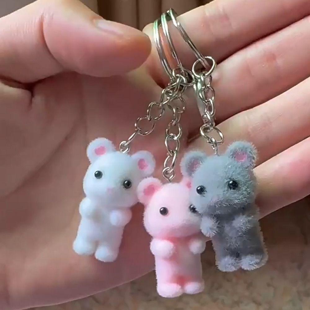 Fashion Plush Resin Mouse Keychain Creative Backpack Pendant Bag Accessories