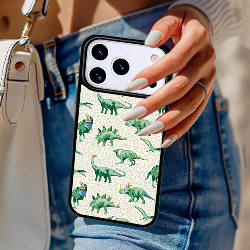 Cute Dino Dinosaur Phone Case For iPhone 17 Air 14 15 13 12 Max Cover For Apple 14 15 16 16e 11 Pro Max Plus