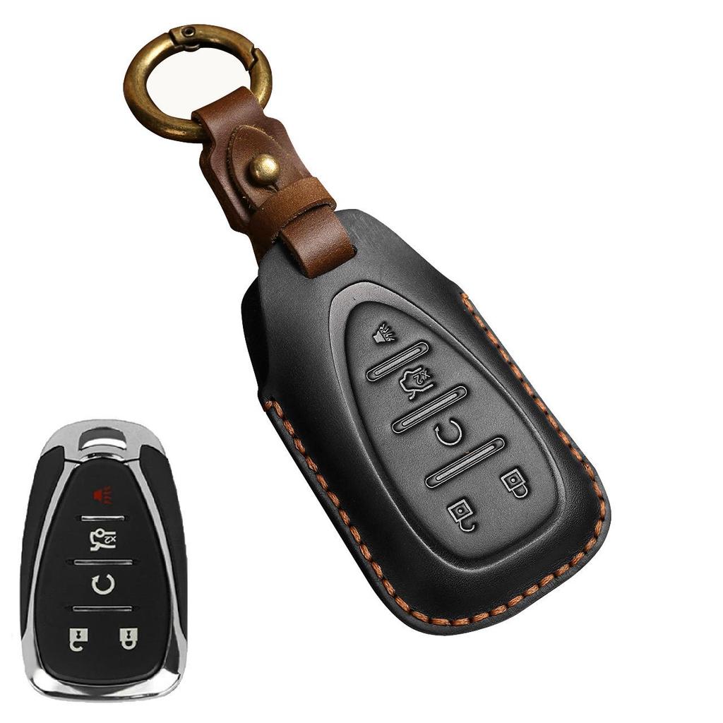 Genuine Leather Car Key Cover for Chevrolet Cruze, Malibu, Trax, Onix (21 Models)