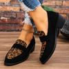 Fashion 2025 Women Casual Shoe Spring Fashion Loafers Large Size Casual Medium Heel Sneakers Women Round Toe Leopard Print Slip-On Shoes