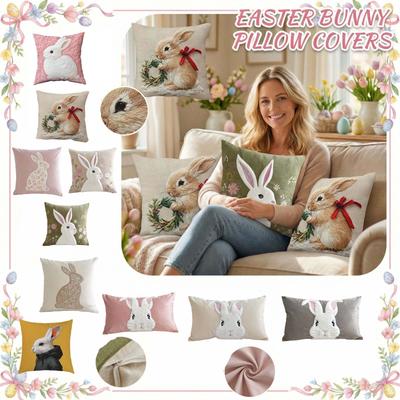 Bestickte Oster-Elemente, Neue Kissen für Wohnzimmer und Schlafzimmer, Osterdekoration, Oster-Kissenbezüge,Kissenhülle Ohne Füllung 1 Stück