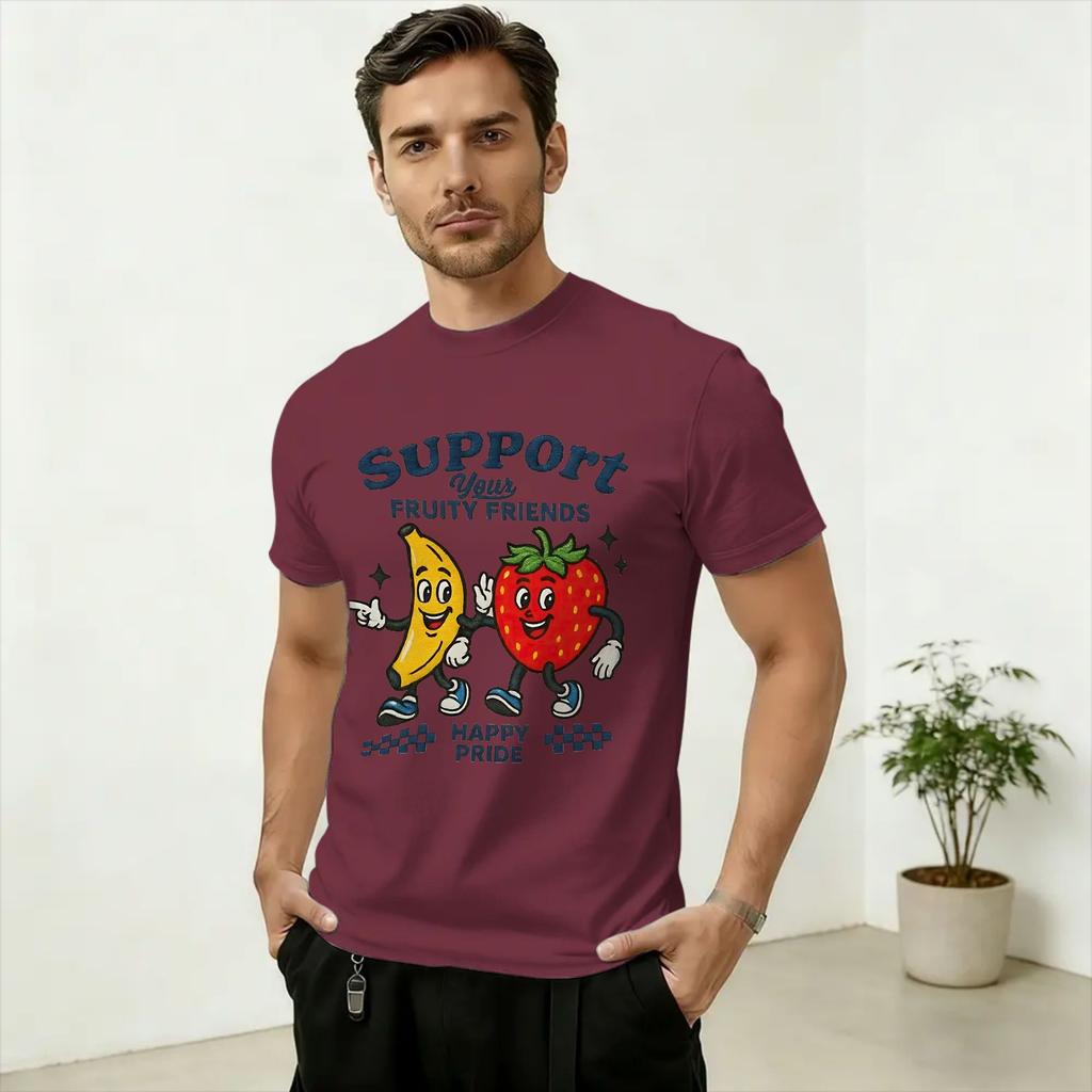Novelty LGBTQ Support Your Fruity Friends Gay Pride TShirts Unisex O Neck 100 Cotton T Shirt Short Sleeve Tees Plus Size Tops