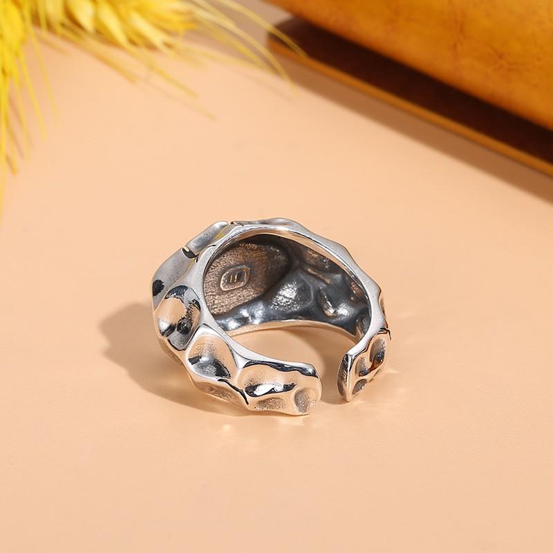 Adjustable Open Ring Men Women Punk Style Torn Starburst Geometric Plated Copper Finger
