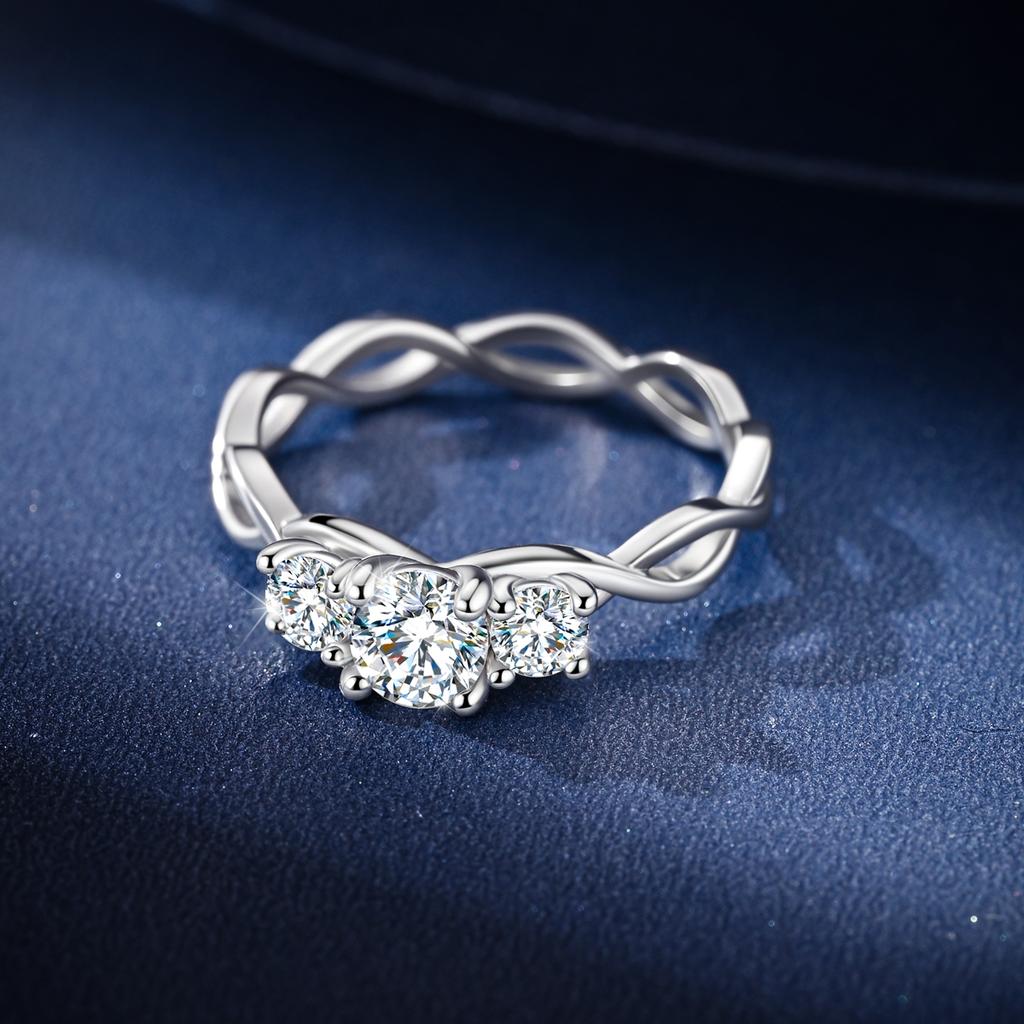Moissanite Ring for Women Sparkling Wedding Eternity Bands 100 Copper 02CT05CT Moissanite Jewellery Classic Ring