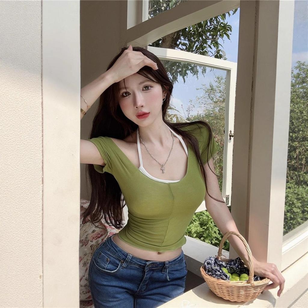 New summer short navel slim and thin sexy spice girl versatile chic short-sleeved t-shirt top women
