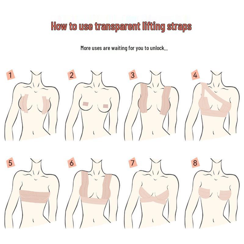 Elastic Fabric Breast Lift Tape: Transparent, Breathable, Cuttable, Anti-Sweat, Sports-Ready Bra Pads for Women.
