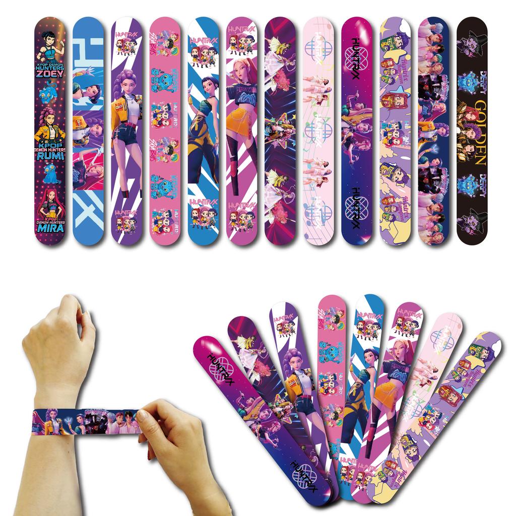 Hot K-pop Birthday Party Favors Cartoon Kids Gift -Reusable Straw Stamp Sticker Bracelet Keychain Pin Badge Game Reward Souvenir