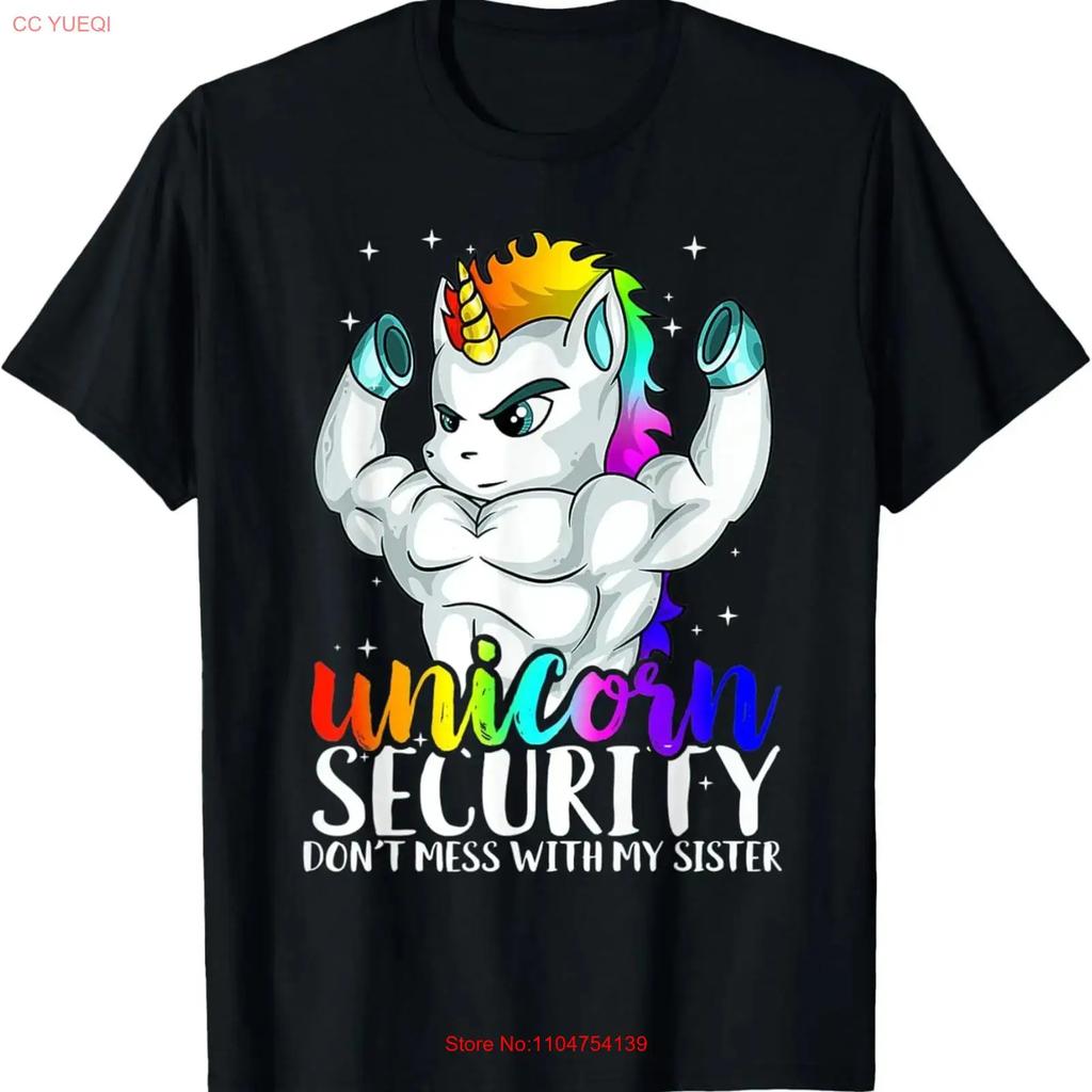 Unicorn Security Dont Mess With My Sister Funny Brother T Shirt vintage Washed Slightly streetwear Stylish graphic Casual