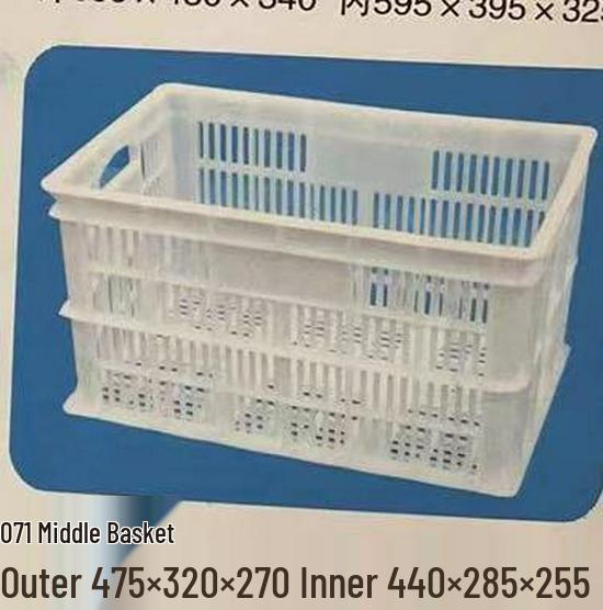 Breathable Plastic Crate for Fruits & Vegetables - Reusable Rectangular Basket