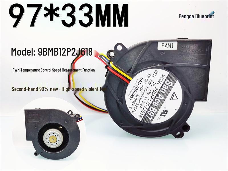 9BMB12P2J618 9733 Turbo 12V 3.8A High-Speed PWM Cooling Blower with Double Ball Bearing