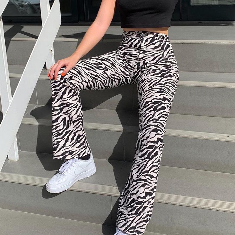 Pantaloni da donna primaverili e autunnali Pantaloni lunghi da strada con stampa micro-laboratorio