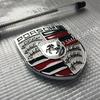 PORSCHE Emblem Sølv Metallplate Merke Bilpynt M/Tape Ny