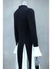 2024 Autumn/Winter Euro-American Black & White Colorblock Ruffle Long Sleeve Swing Dress LX0105