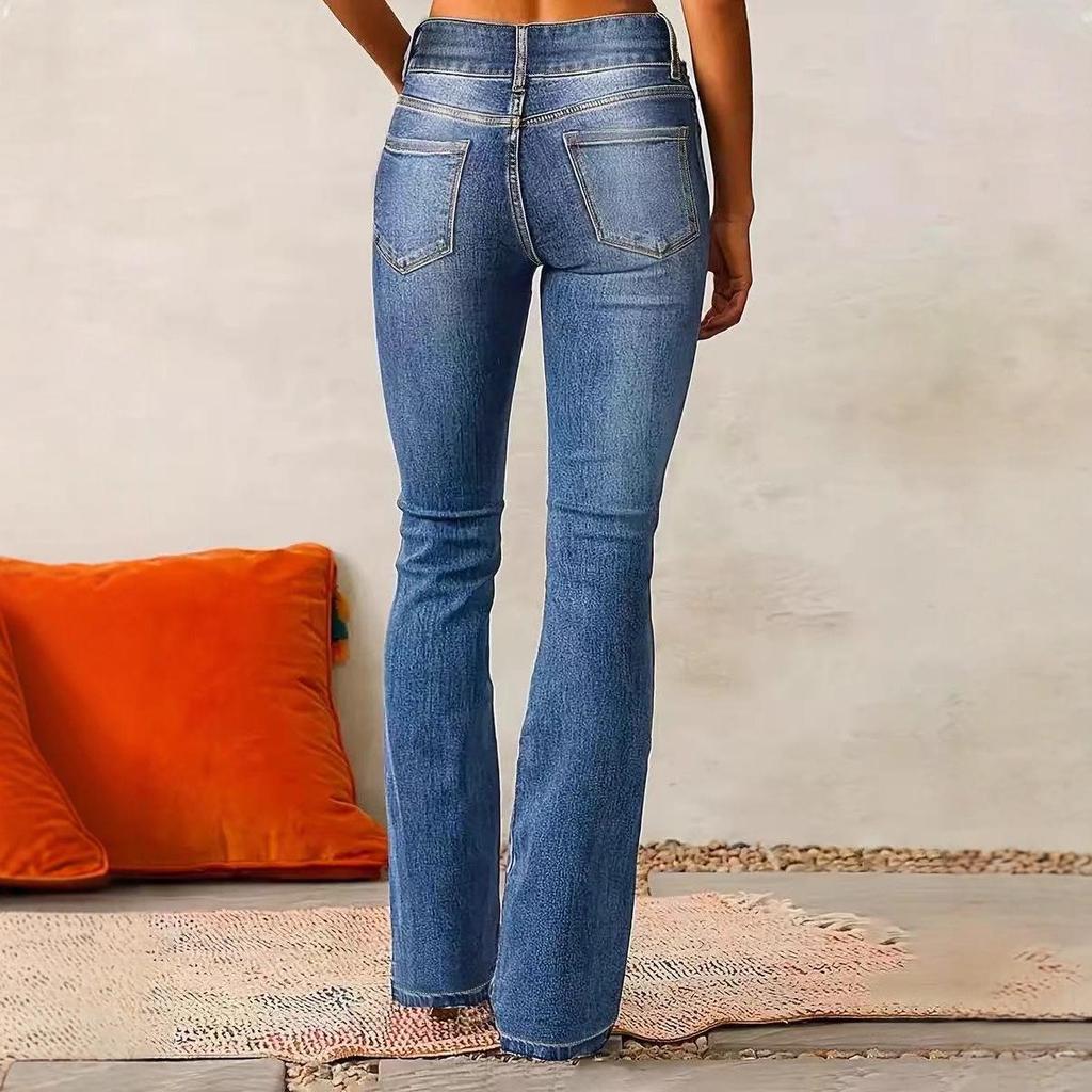 Wide-Leg Multi-Button Women's Casual Jeans