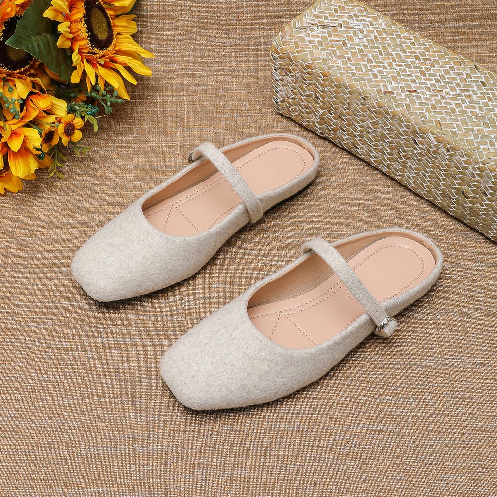 Fashion Flat Shoes for Women's Slippers Half  French Retro Suede 2025 Spring and Autumn New Plus Size Women's Shoes Slippers Women