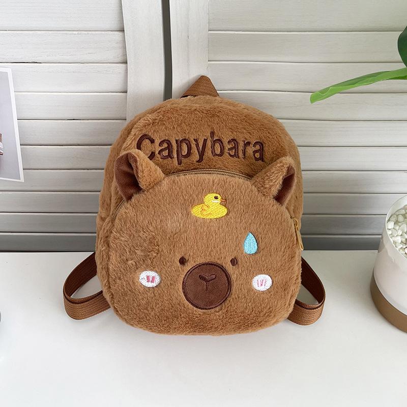 

Capybara Pattern Plush Backpack Large Capacity Shoulders Bag Gifts Children Duck