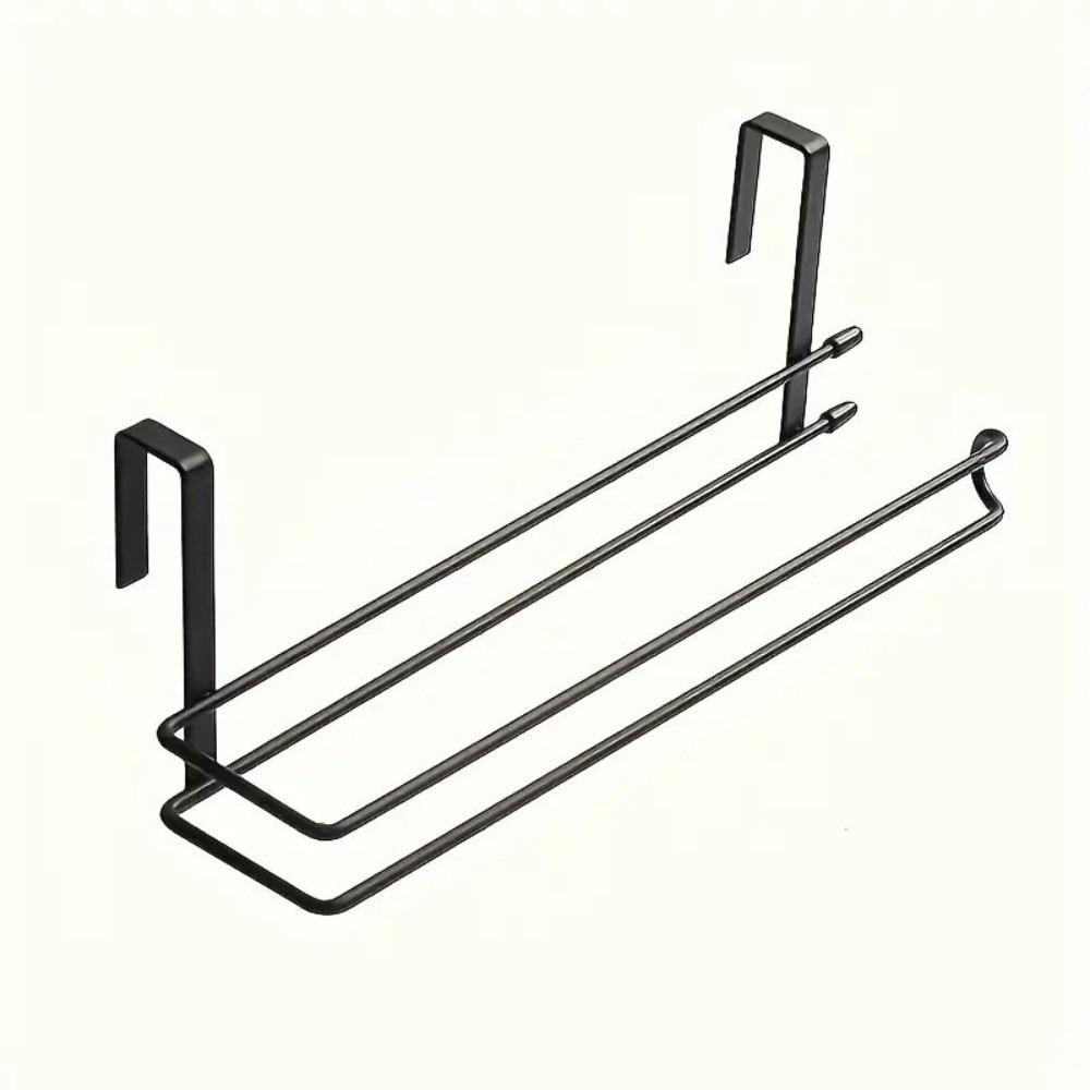 

New Metal Tissue Holder No-drilling Wall-Mounted Cup Lid Rack Space-Saving Multi-funtional Cabinet Door Shelf for Bathroom