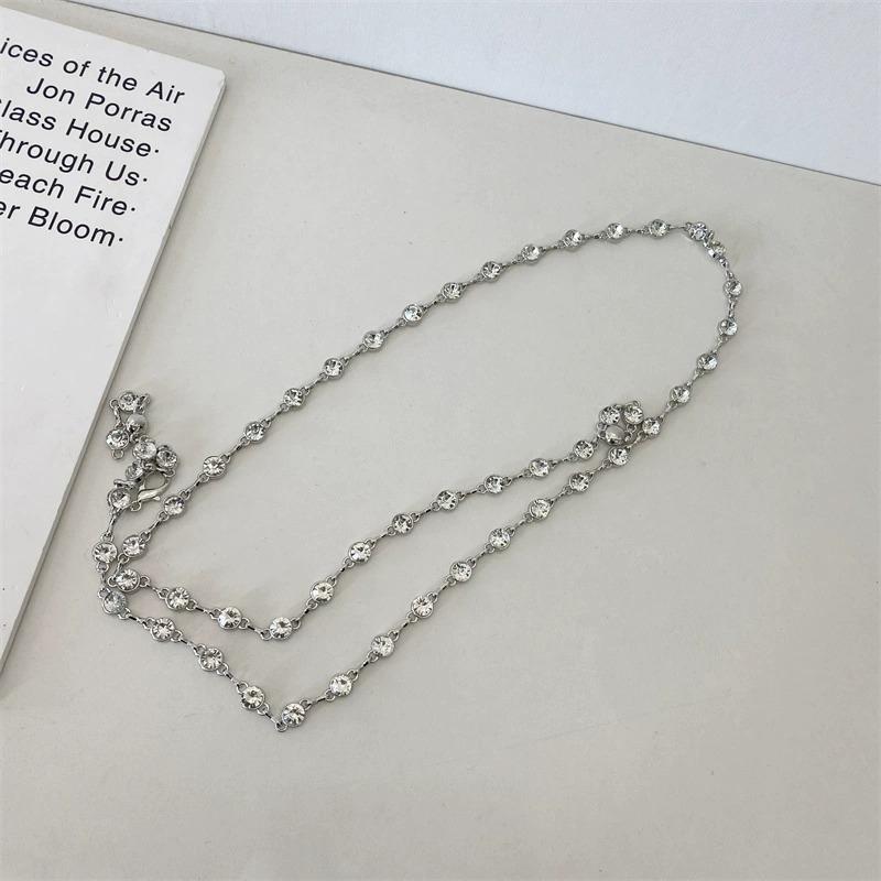 Waist Chain Ladies Decorative Thin Belt Simple With Dress Silver Diamond Pearl Iron Chain Small Belt Skirt