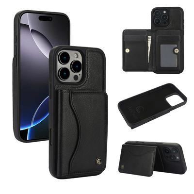 Card Slot Holder Wallet Phone Case for IPhone 16 Pro Max 15 14 Plus 13 12 11 XS XR 7 8 Shockproof Protective Bracket Cover
