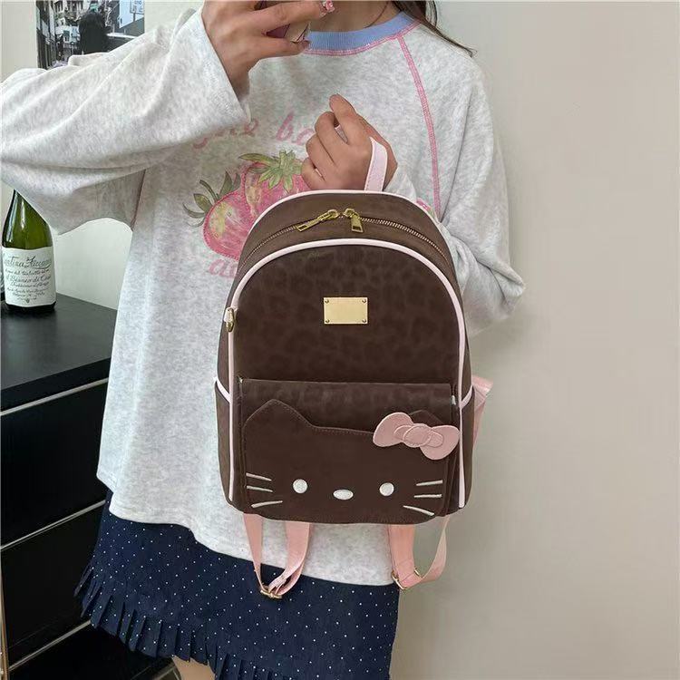 Hello Kitty Cartoon Backpack For Women And Girls With Pu Material And Cute Design For Daily Use