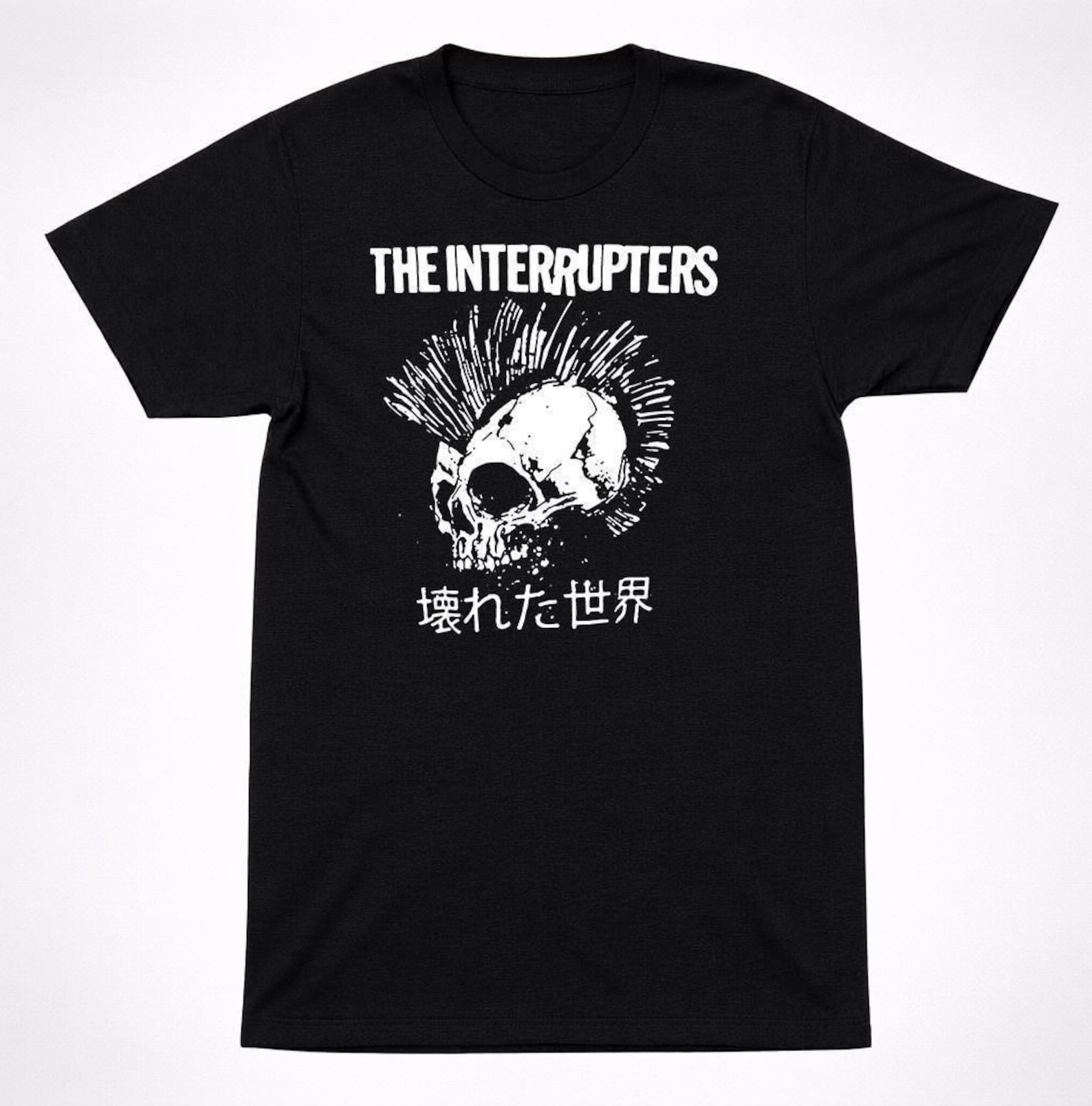 The Interrupters Ska Punk Shirt, Unisex Band Tee, Black Skull Japanese Graphic (Cotton, Modern Street Punk, Multiple Sizes) S